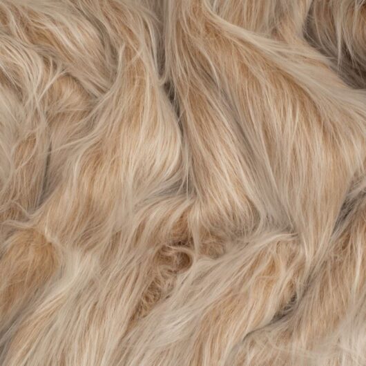 Minerva Core Range Long Pile Faux Fur Fabric Camel & Cream